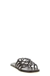 the slide sandal loewe anagram petal is made of fine calf leather characterize