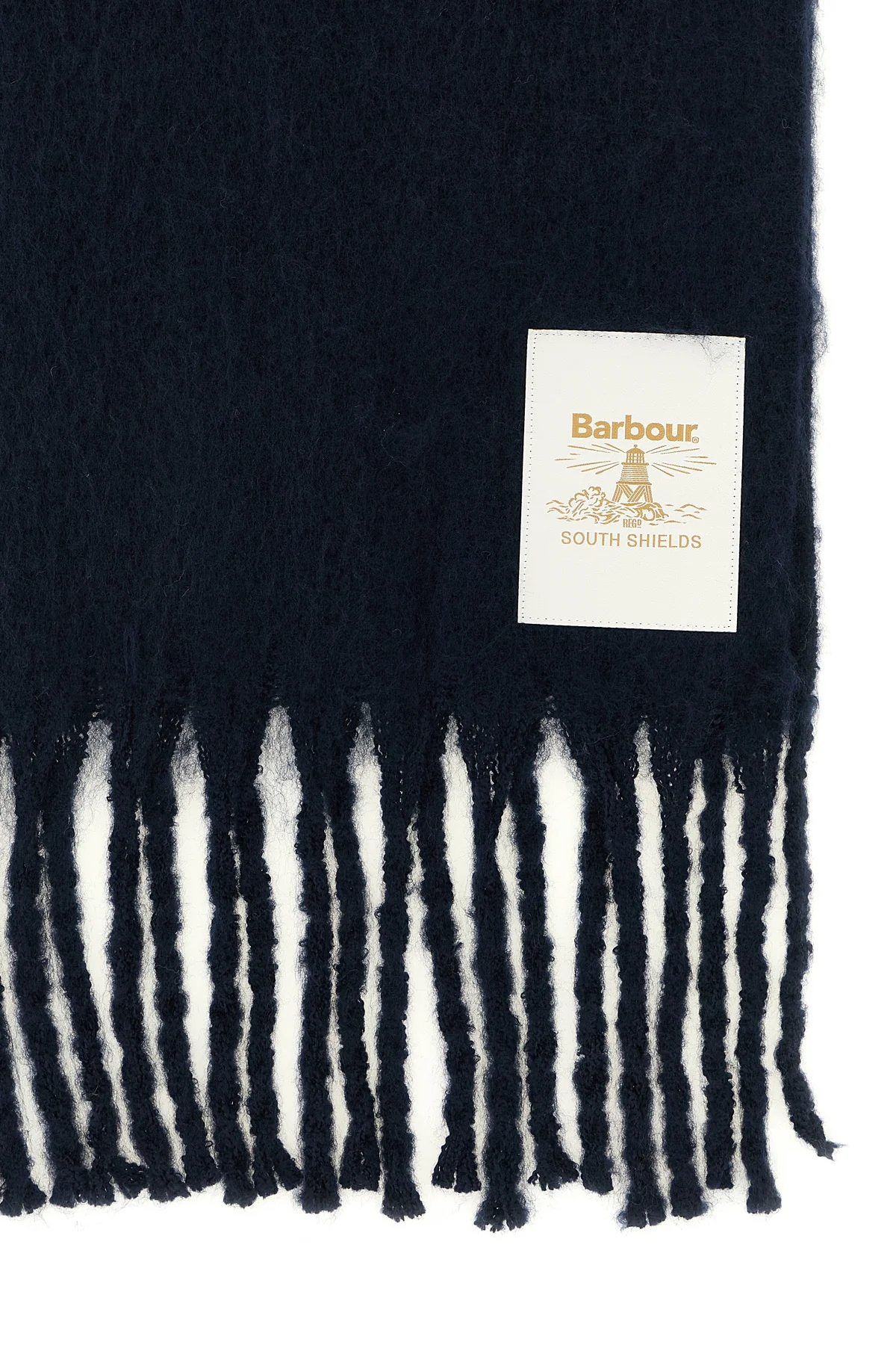 the barbour ellison scarf is distinguished by an elongated rectangular constru