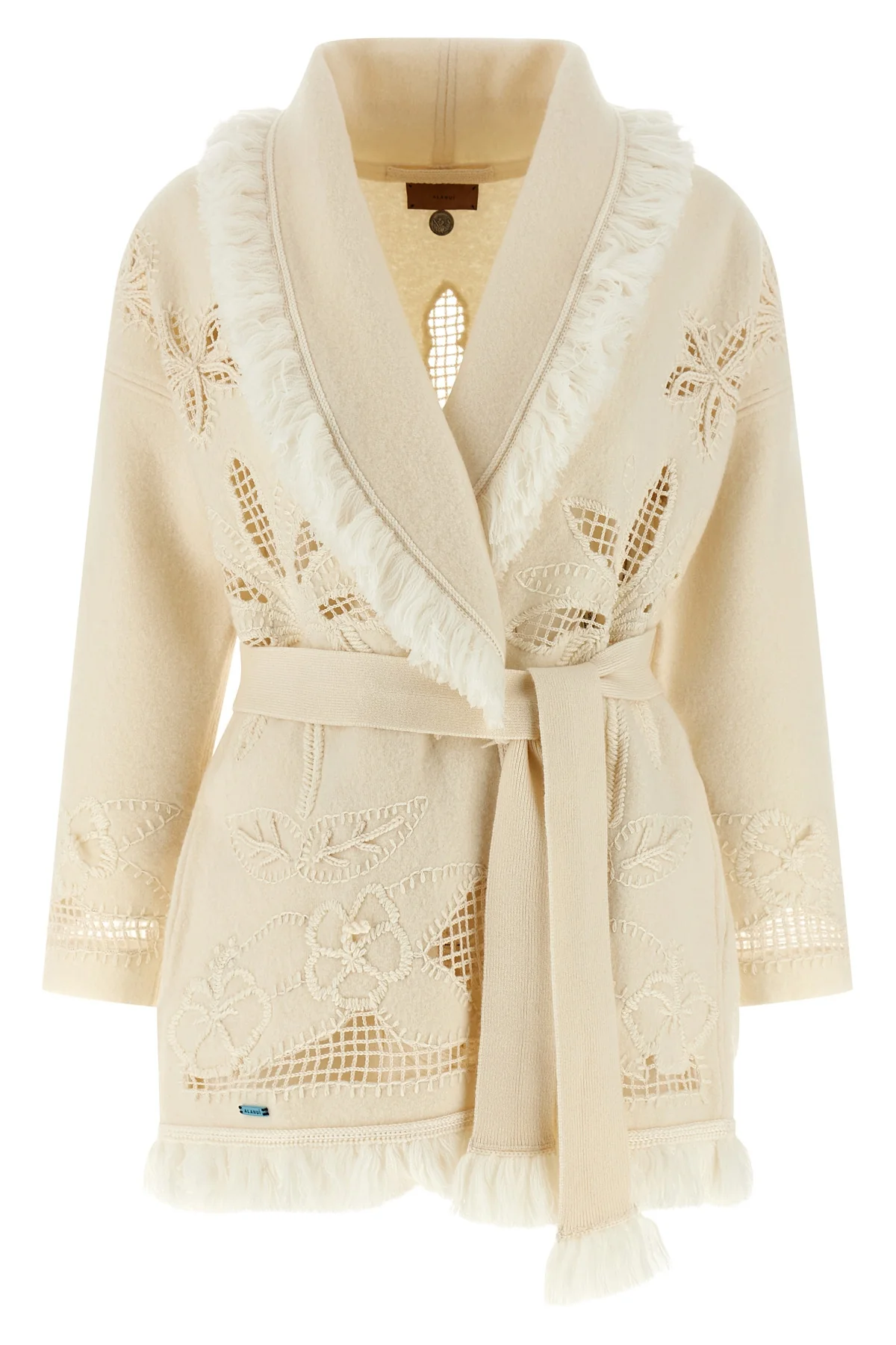 islands diary felted virgin wool cardigan embellished