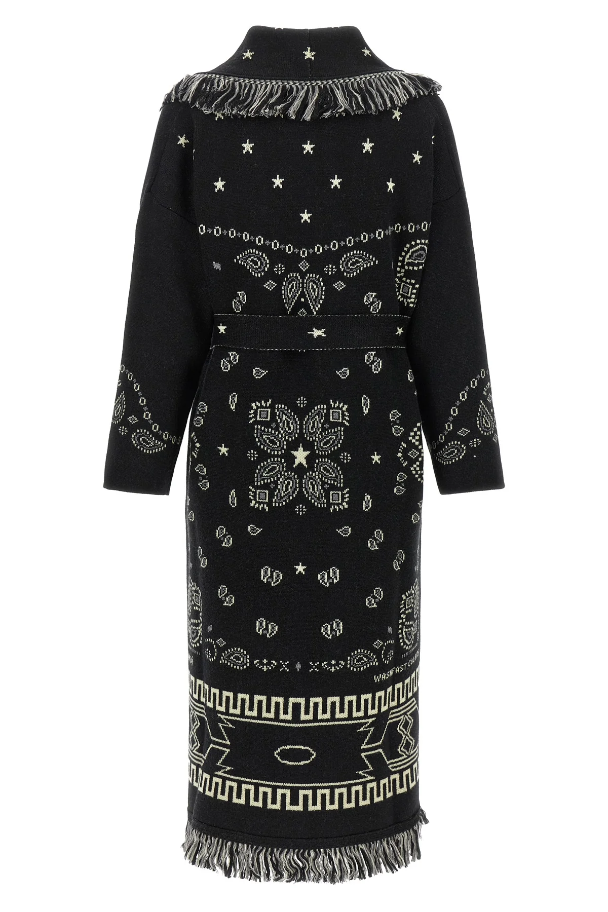 alanuis robe-style coat in pure virgin wool is distinguished by a complex two-t