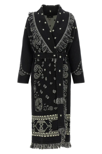 alanuis robe-style coat in pure virgin wool is distinguished by a complex two-t