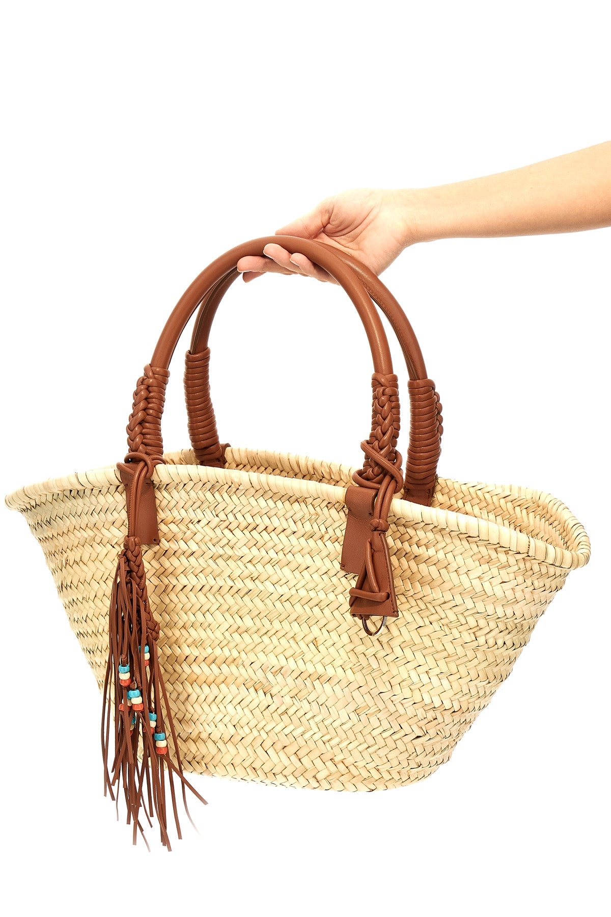 ALANUI OS icon palm leaf big woven straw handbag