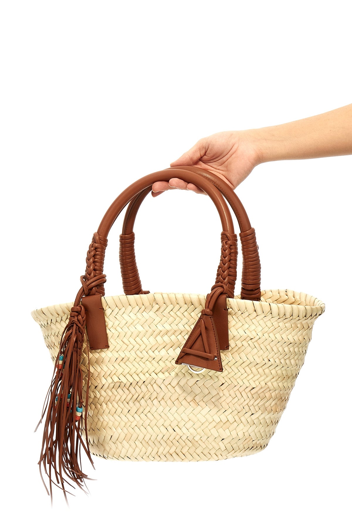 ALANUI OS icon palm leaf small woven straw handbag