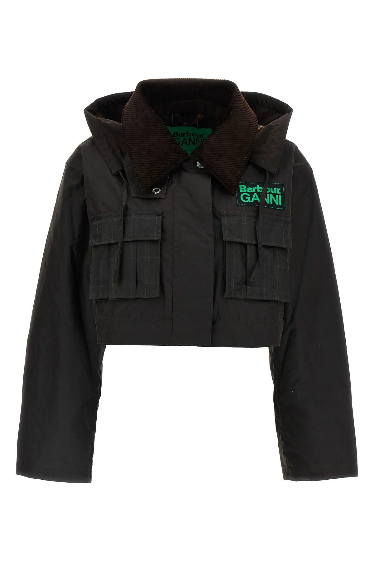 barbour x ganni waxed cotton parka