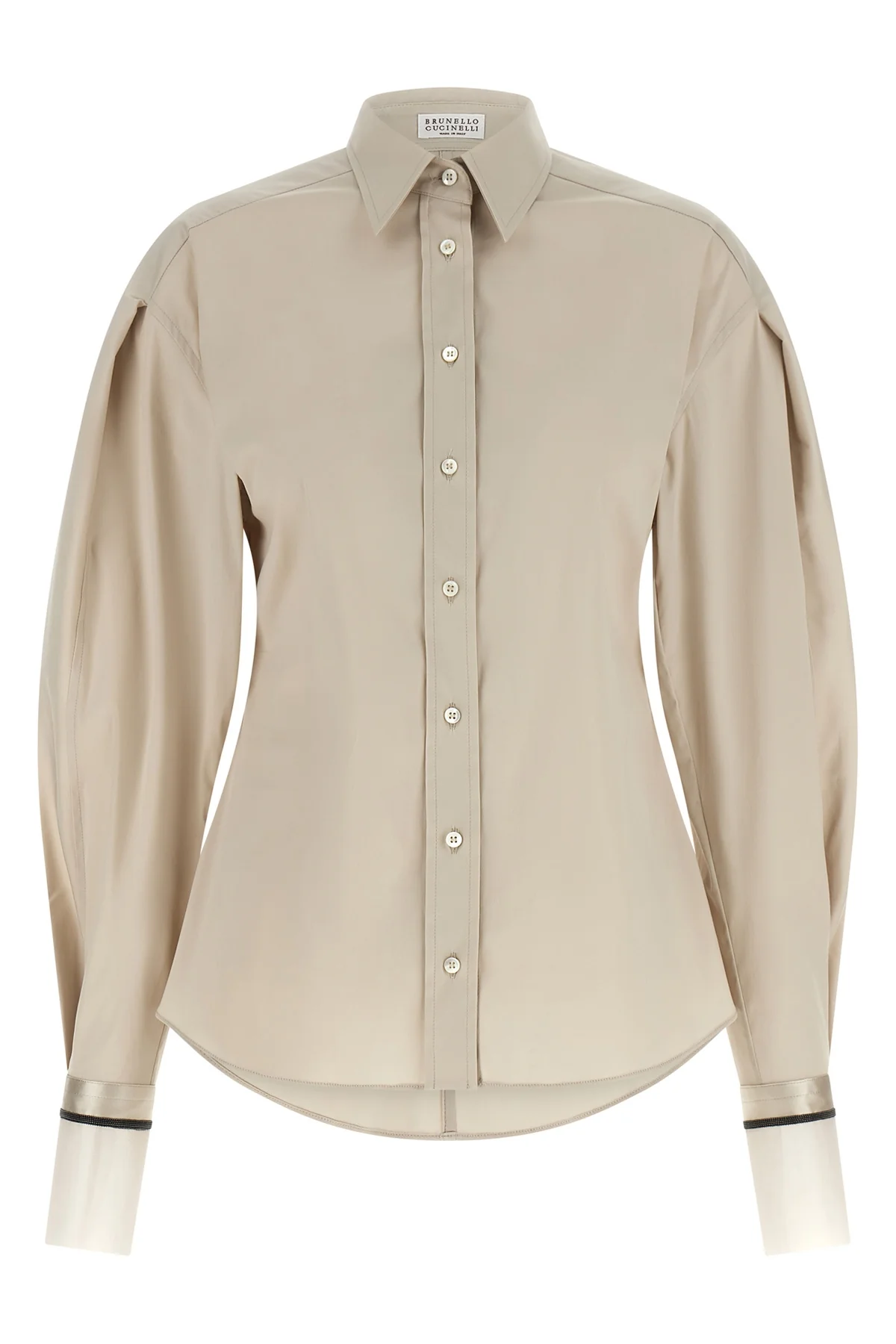 the brunello cucinelli shirt in beige stretch cotton poplin redefines the codes
