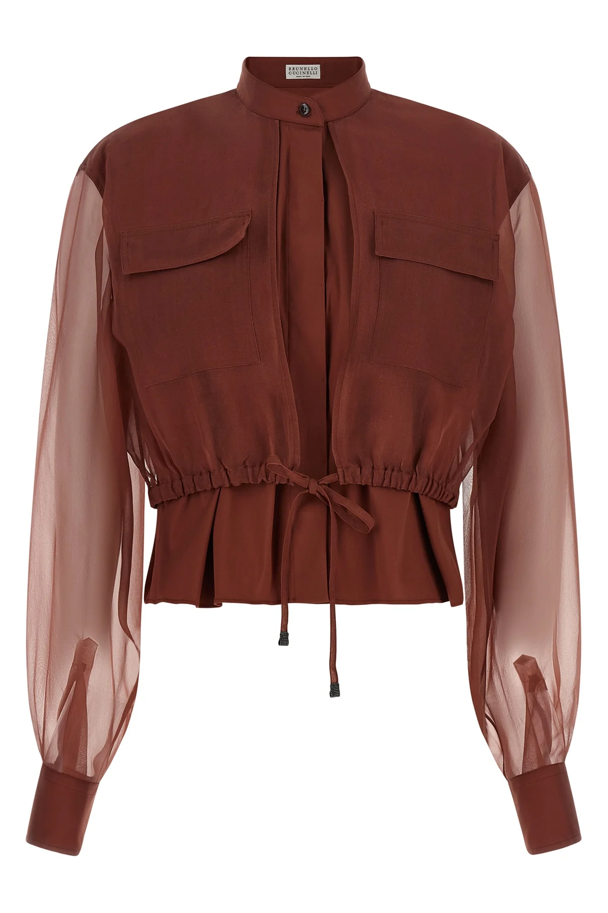 the brunello cucinelli blouse exemplifies the brands mastery in material contra