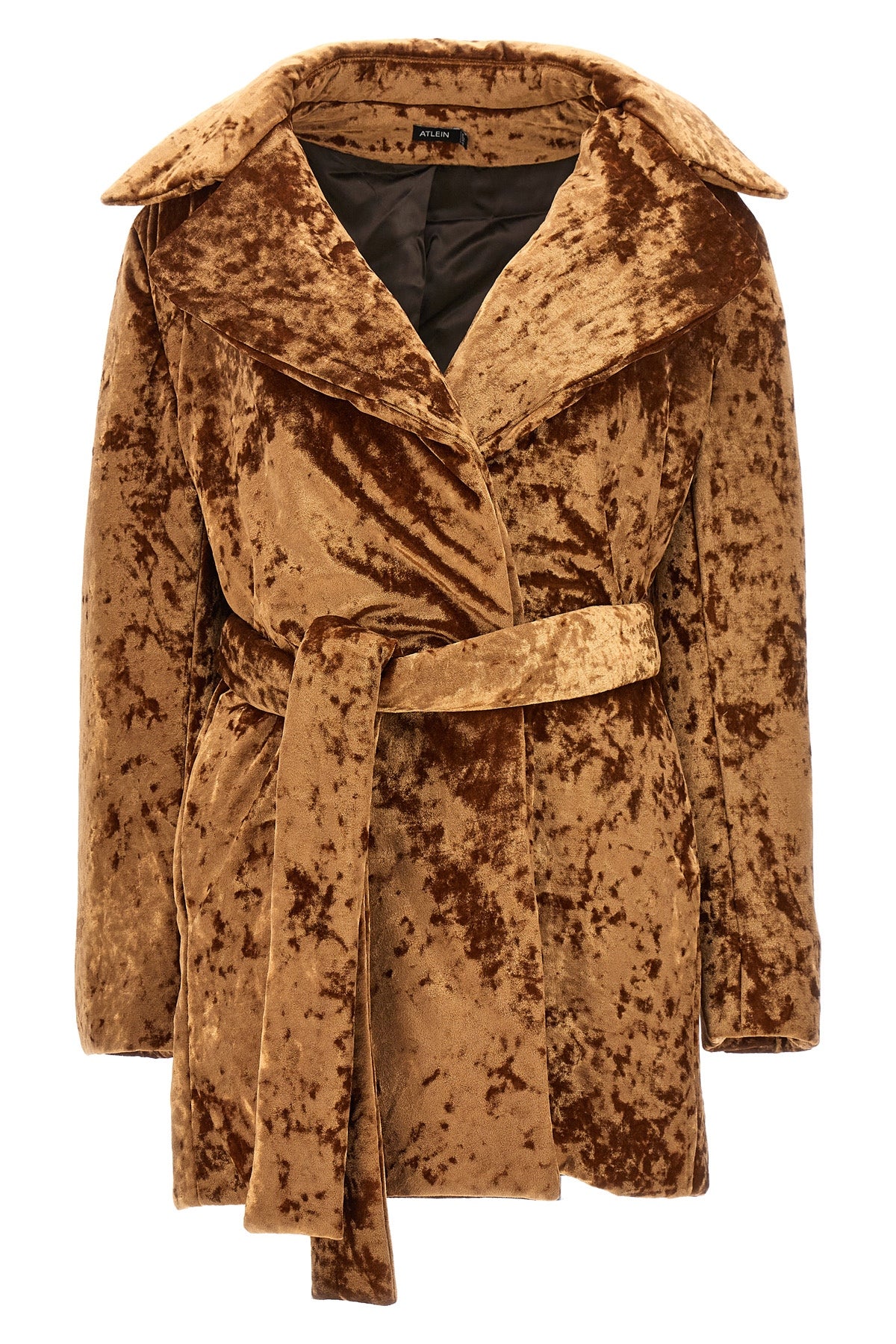 ATLEIN 34 padded velvet crushed velvet coat