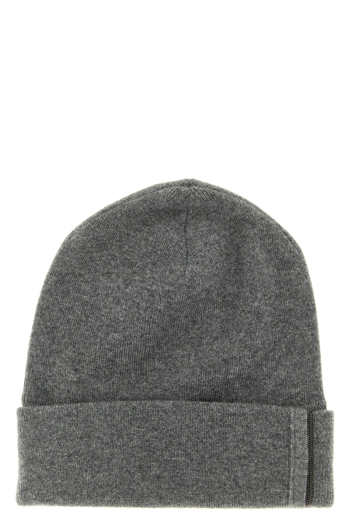 BRUNELLO CUCINELLI M pure cashmere shaved knit beanie micro ribbed pattern