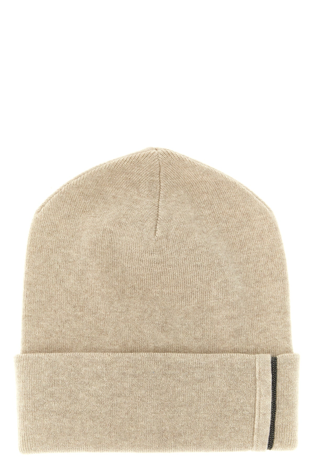 BRUNELLO CUCINELLI M pure cashmere shaved knit beanie micro ribbed pattern