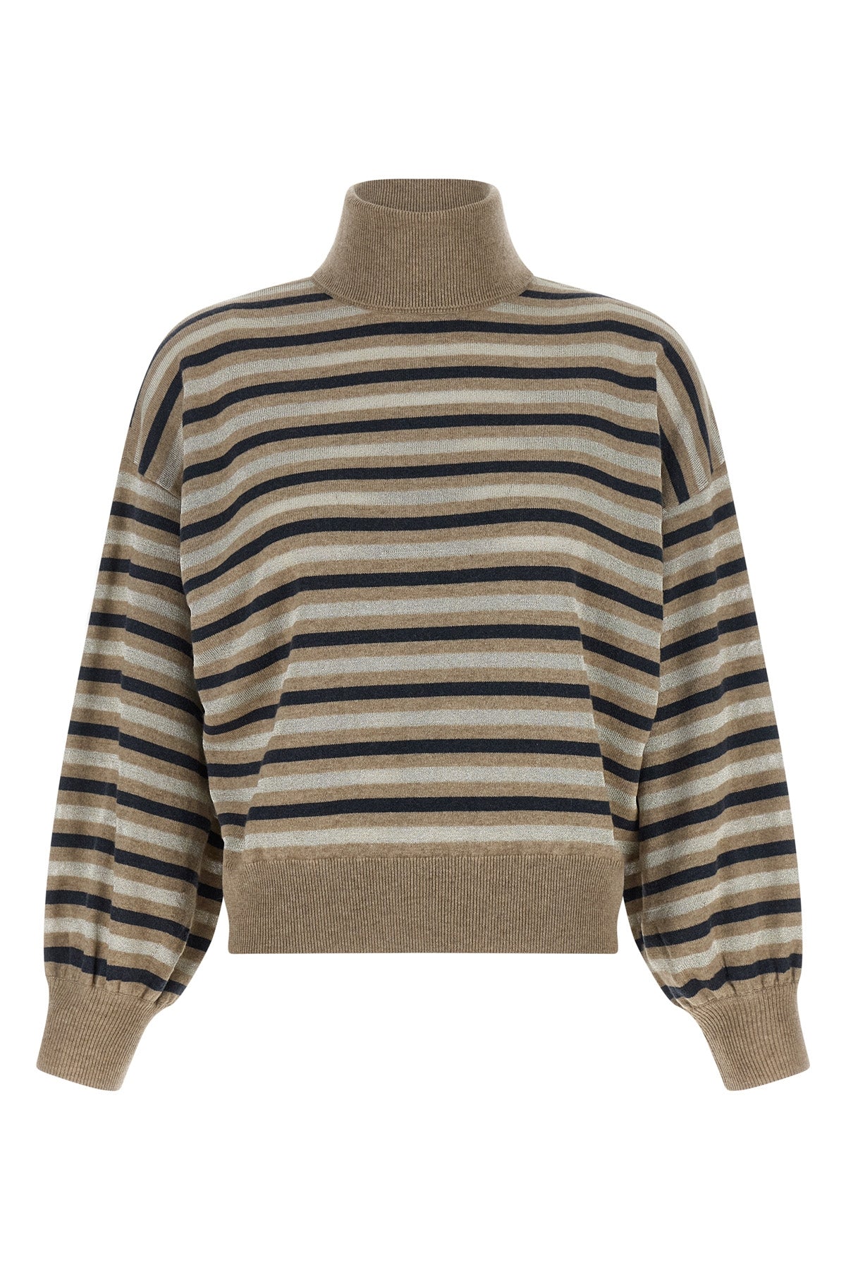 BRUNELLO CUCINELLI S sparkling stripes sweater in a ribbed knit of virgin wool