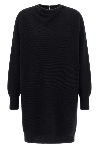 the brunello cucinelli horizontal ribbed knit mini dress exemplifies superior it