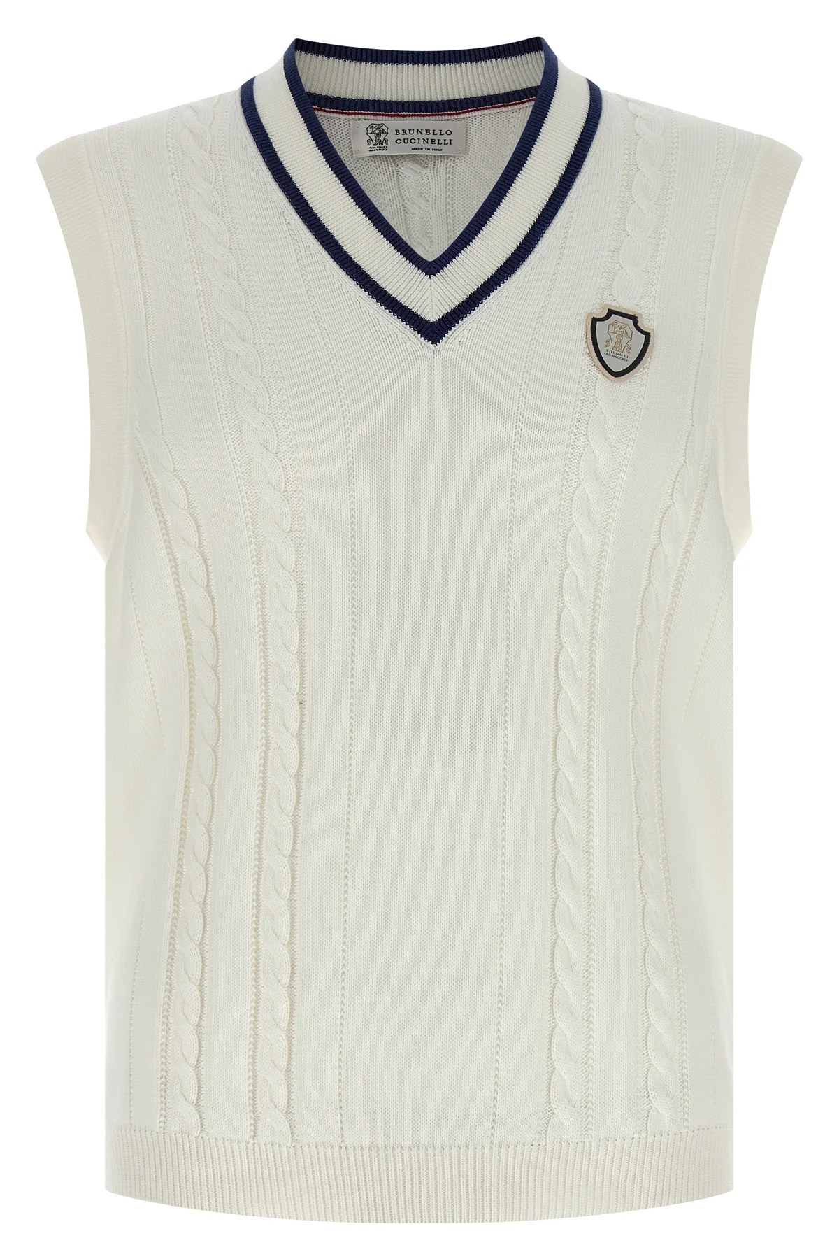 braided cotton knit vest