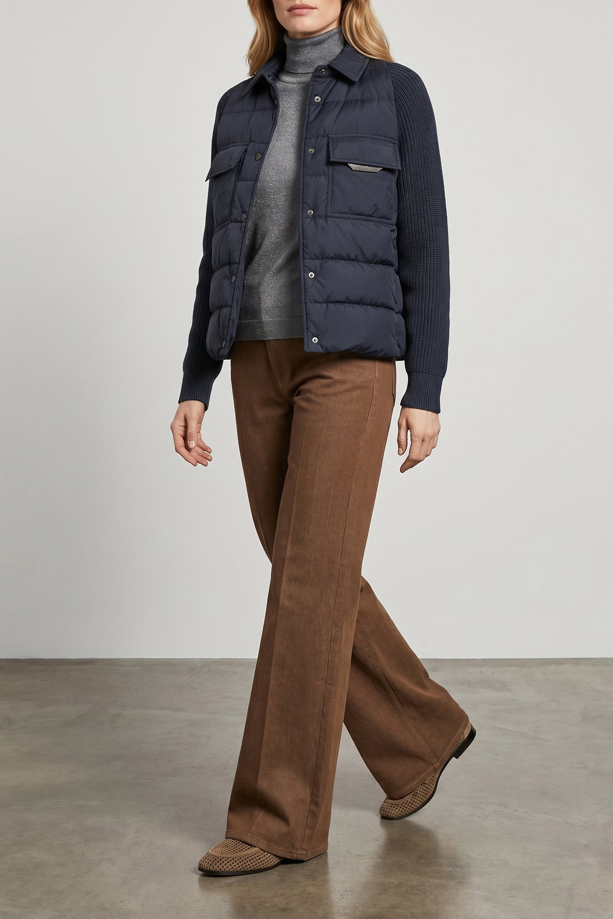 BRUNELLO CUCINELLI M sparkling cashmere and silk blend turtleneck sweater
