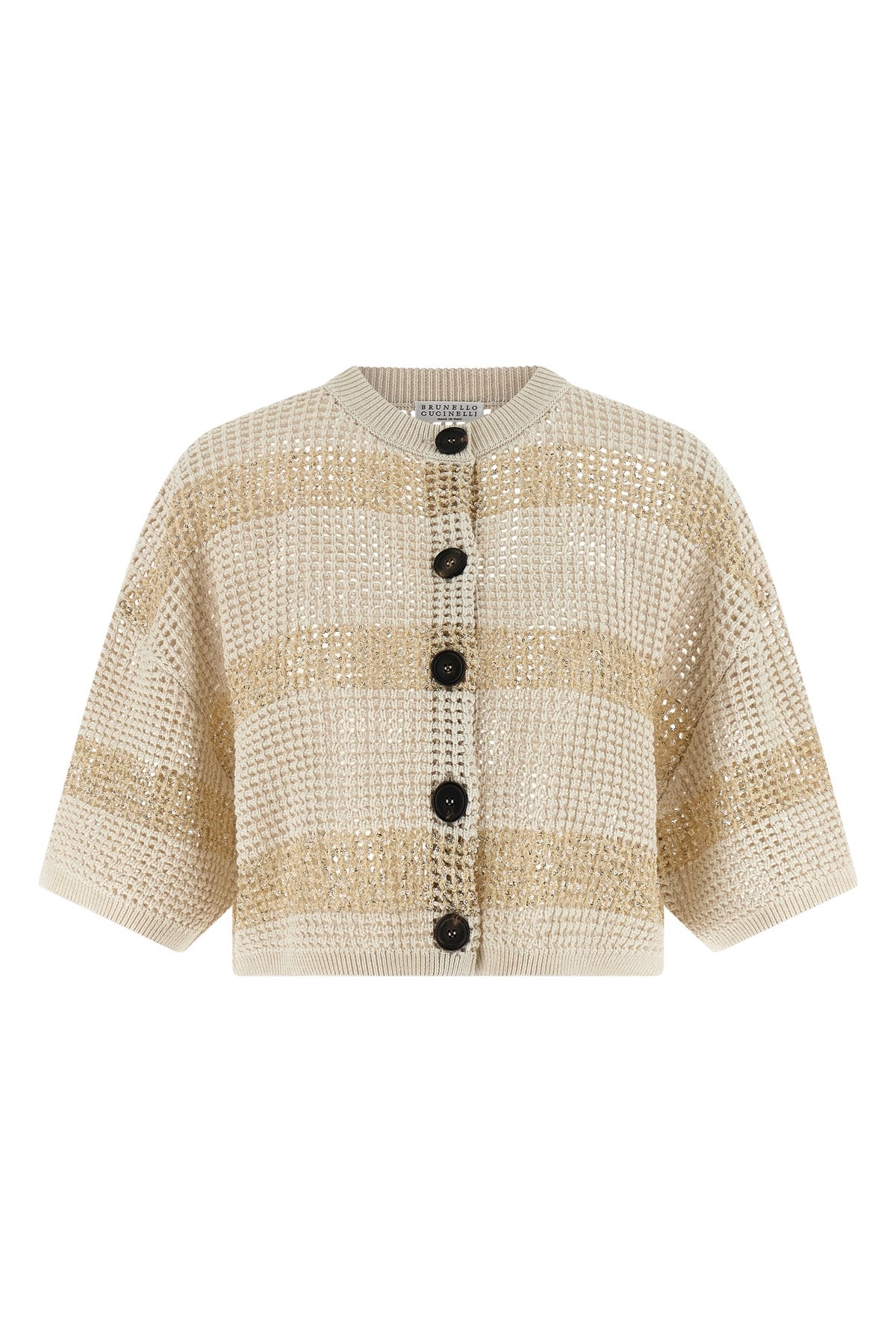 BRUNELLO CUCINELLI XL crop cotton mesh cardigan