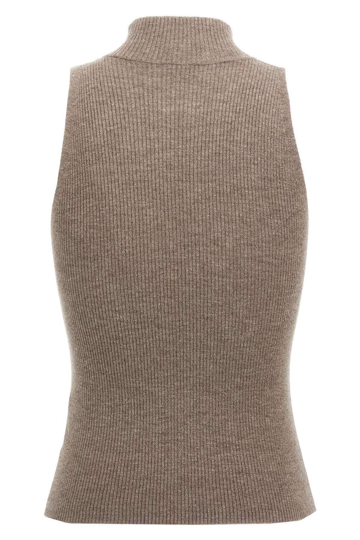 BRUNELLO CUCINELLI M sparkling lightweight ribbed cashmere knit top