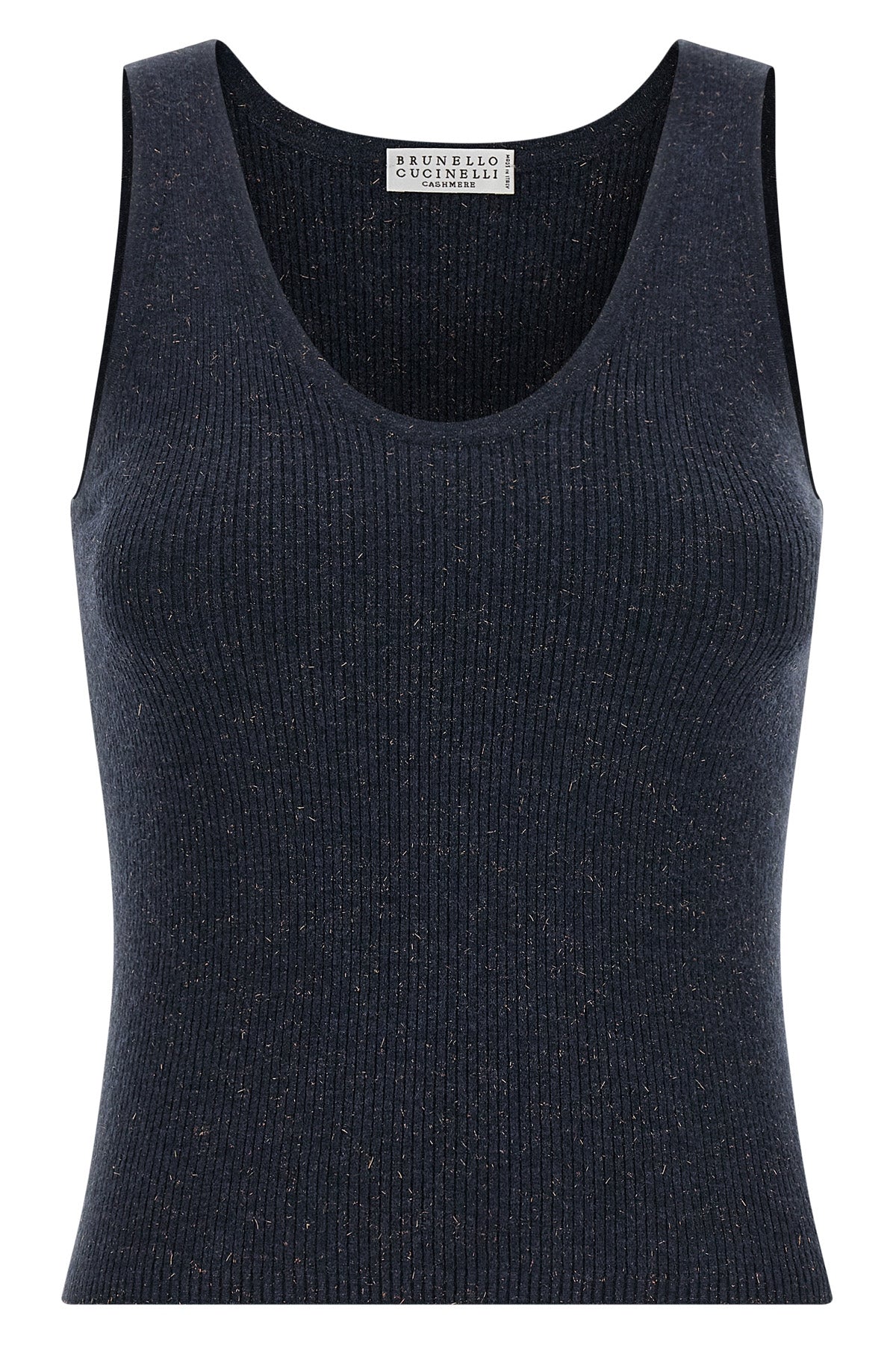 BRUNELLO CUCINELLI L sparkling ribbed cashmere tank top woven