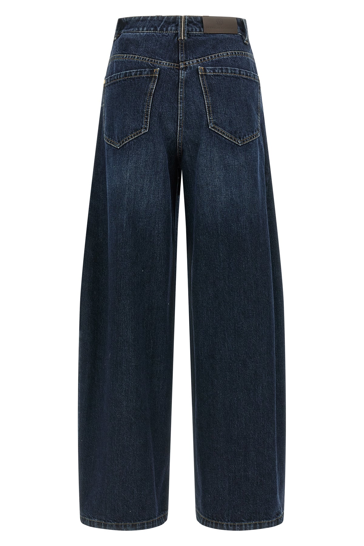 wide barrel full lenght mid-rise jeans in cotton denim