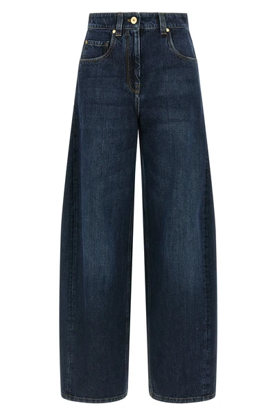 wide barrel full lenght mid-rise jeans in cotton denim