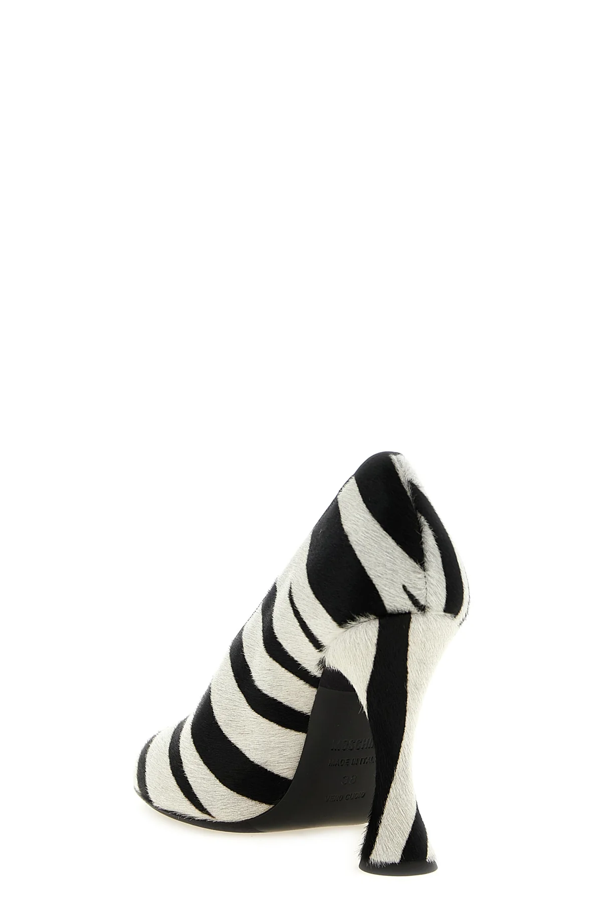 moschino zebra print pony hair pumps redefine the codes of formal footwear throu