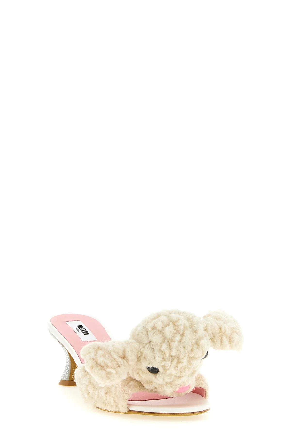 MOSCHINO 36 moschino sheep wool blend mule sandals redefine the brands ironic aesthetic t