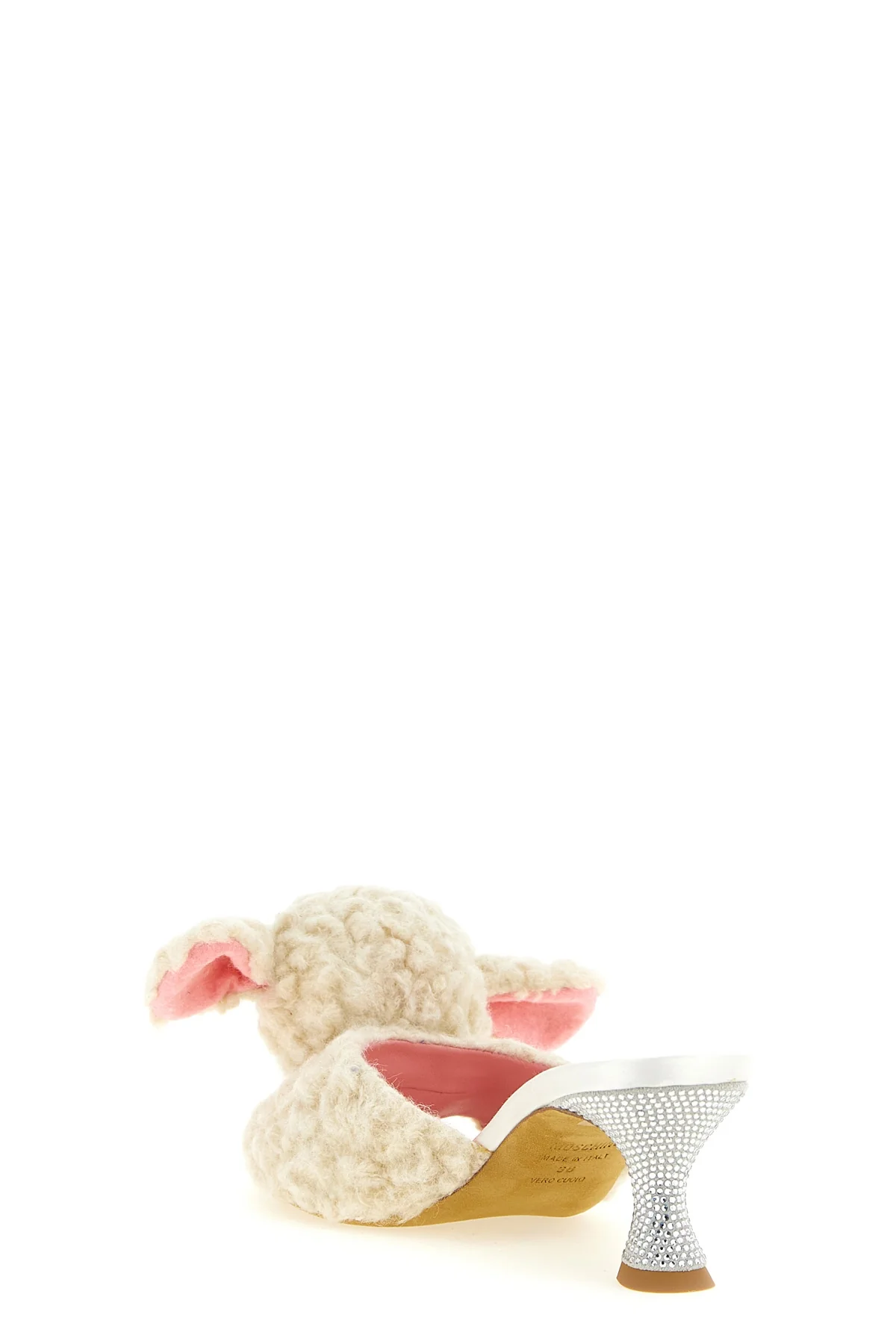 moschino sheep wool blend mule sandals redefine the brands ironic aesthetic t