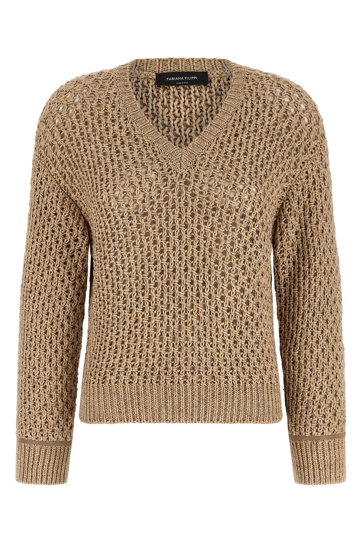 FABIANA FILIPPI 38 mouliné yarn sweater worked in bark stitch mixed
