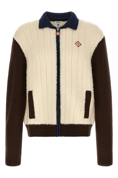 the casablanca café culture jacket features a hybrid construction that