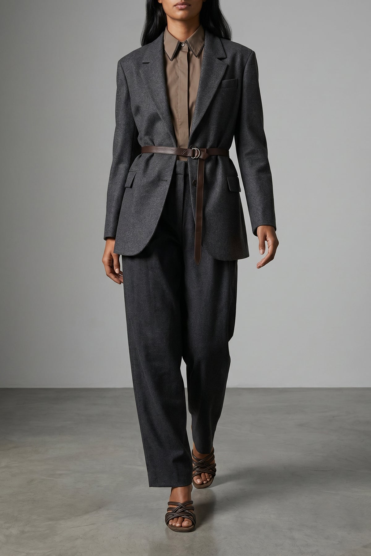 BRUNELLO CUCINELLI 36 single-breasted virgin wool and cashmere mélange blend blazer
