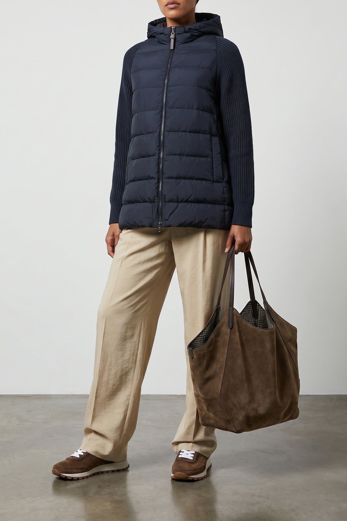 BRUNELLO CUCINELLI OS prince of wales patterned suede and wool reversible shopping bag