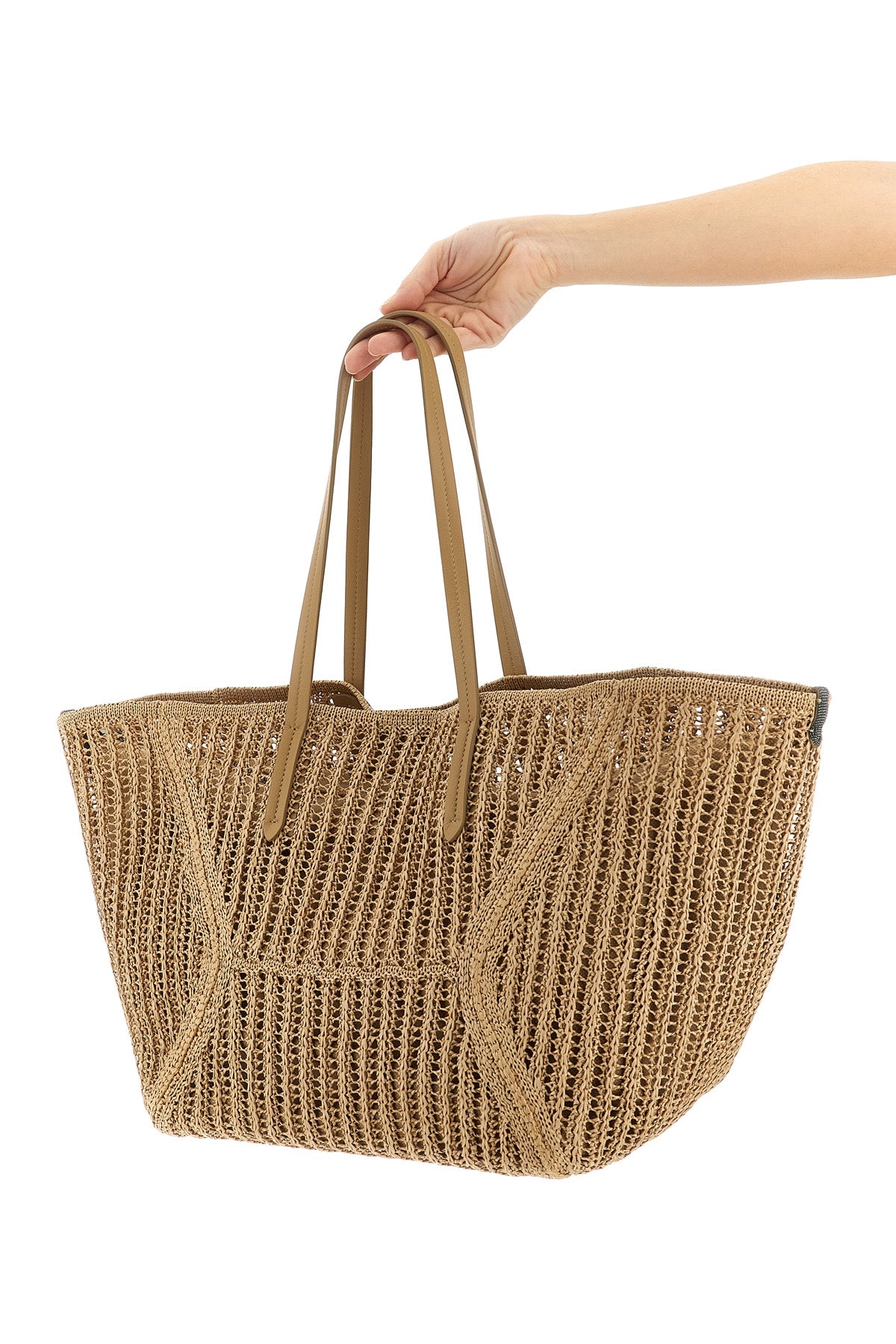 BRUNELLO CUCINELLI OS bc duo large shoulder bag in woven raffia