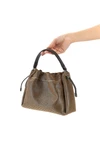 small bucket mellow handbag in metallic-effect sparkling net leather and smo