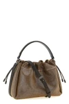 small bucket mellow handbag in metallic-effect sparkling net leather and smo