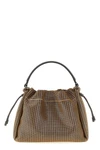 small bucket mellow handbag in metallic-effect sparkling net leather and smo