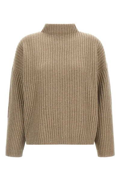 brunello cucinellis sparkling dazzling turtleneck sweater in cashmere and w