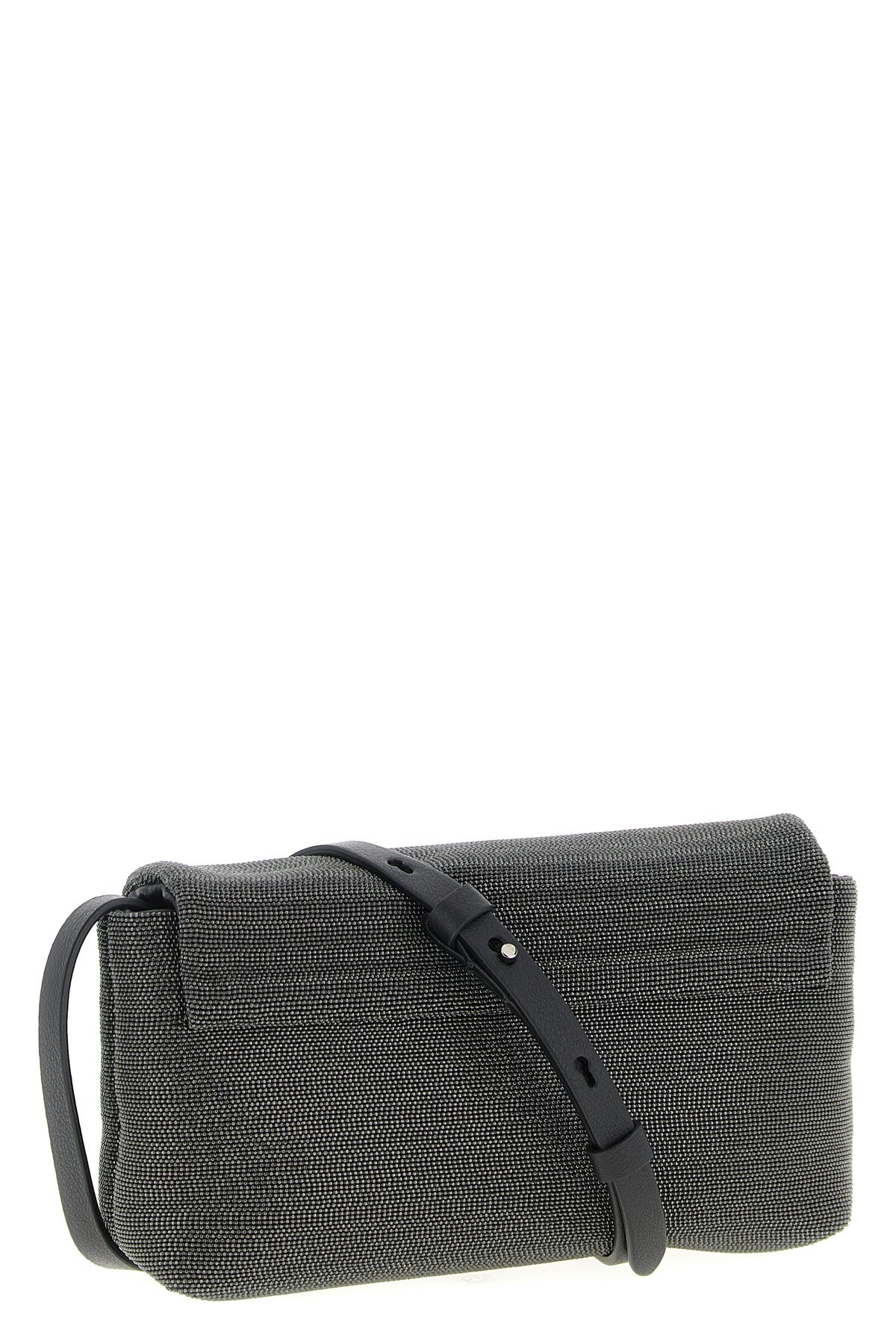 precious leather clutch bag entirely embroidered in monile