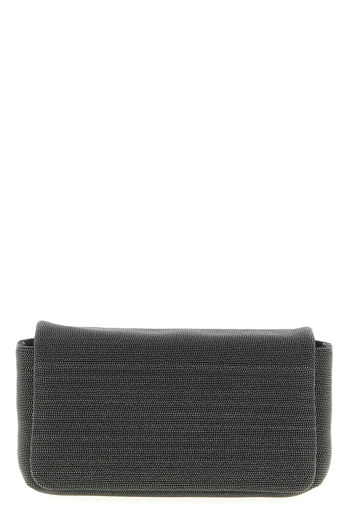BRUNELLO CUCINELLI OS precious leather clutch bag entirely embroidered in monile