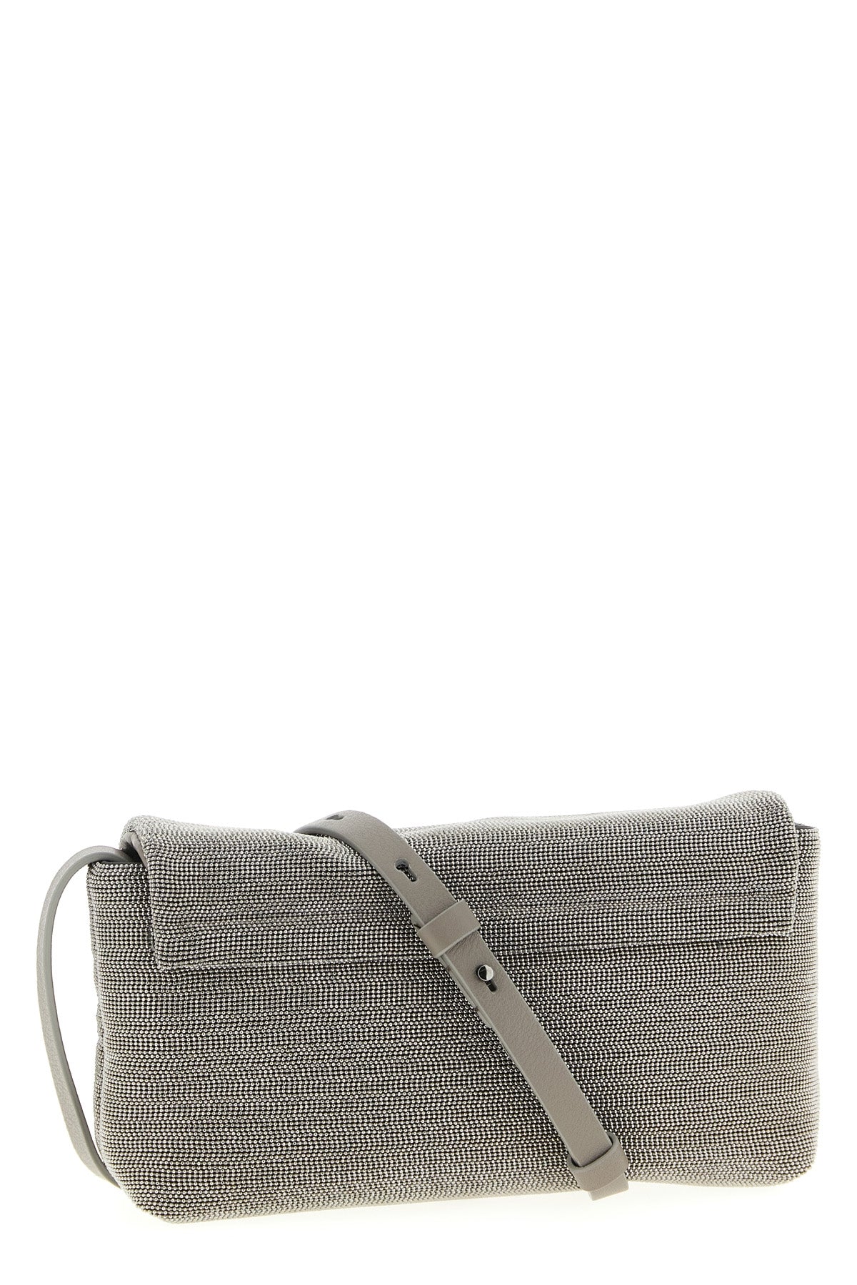 precious leather clutch bag entirely embroidered in monile