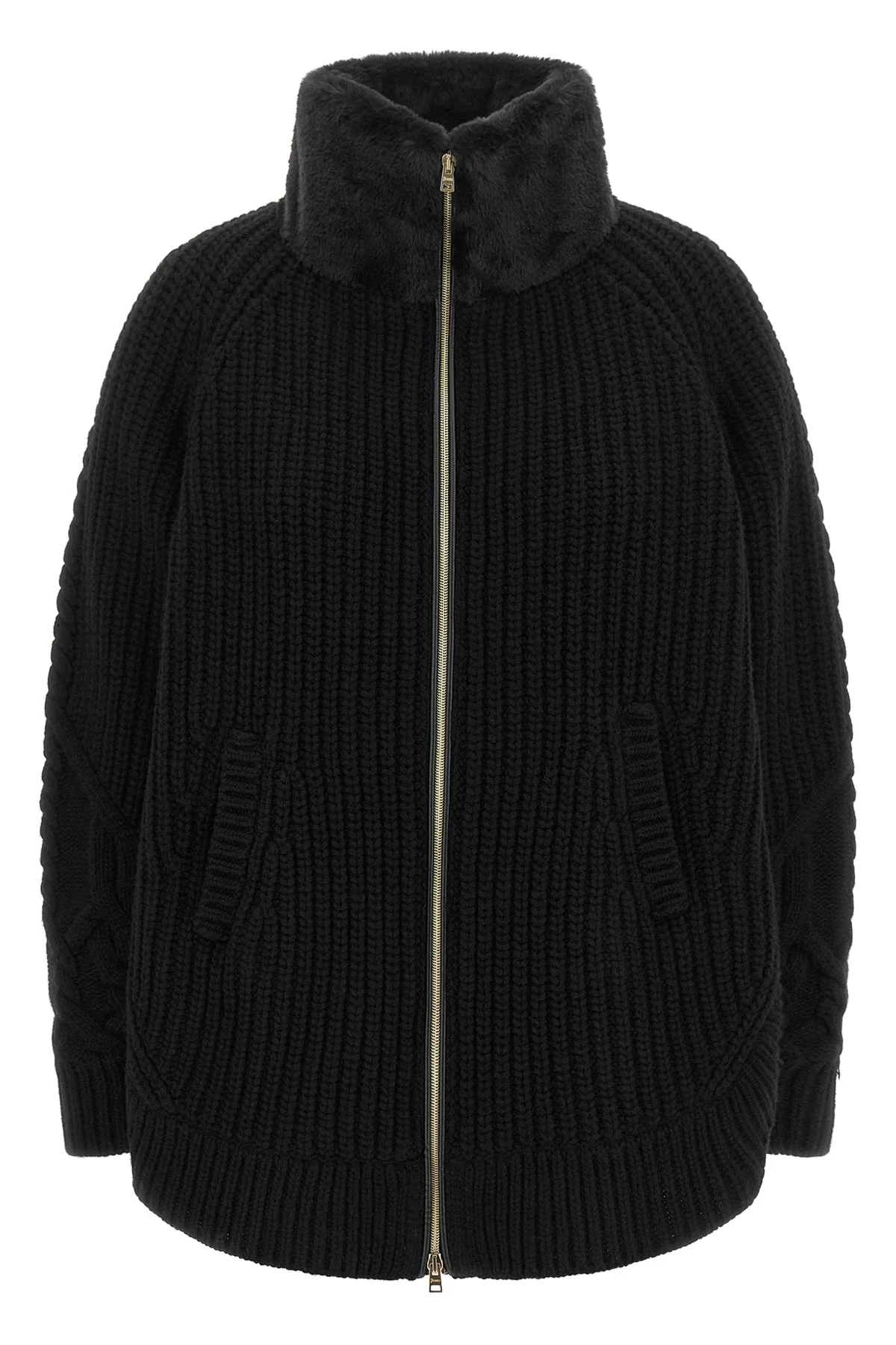 HERNO 38 the herno maglia collo alto wool cardigan redefines the codes of knitwear throug