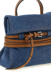 moschino tie me small denim handbag reinterprets urban codes through a contras