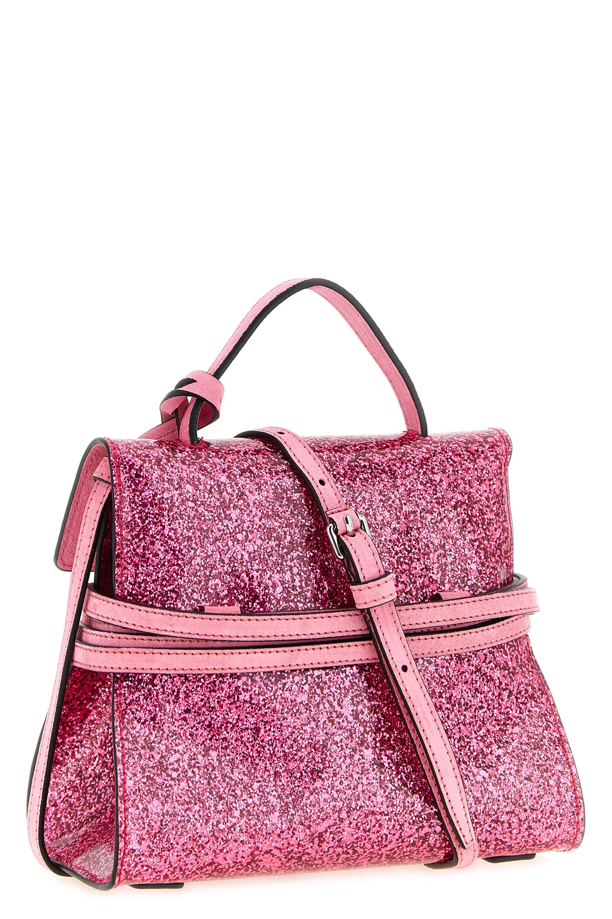 MOSCHINO OS the moschino tie me small handbag features a structured trapezoidal silhouette