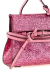 the moschino tie me small handbag features a structured trapezoidal silhouette