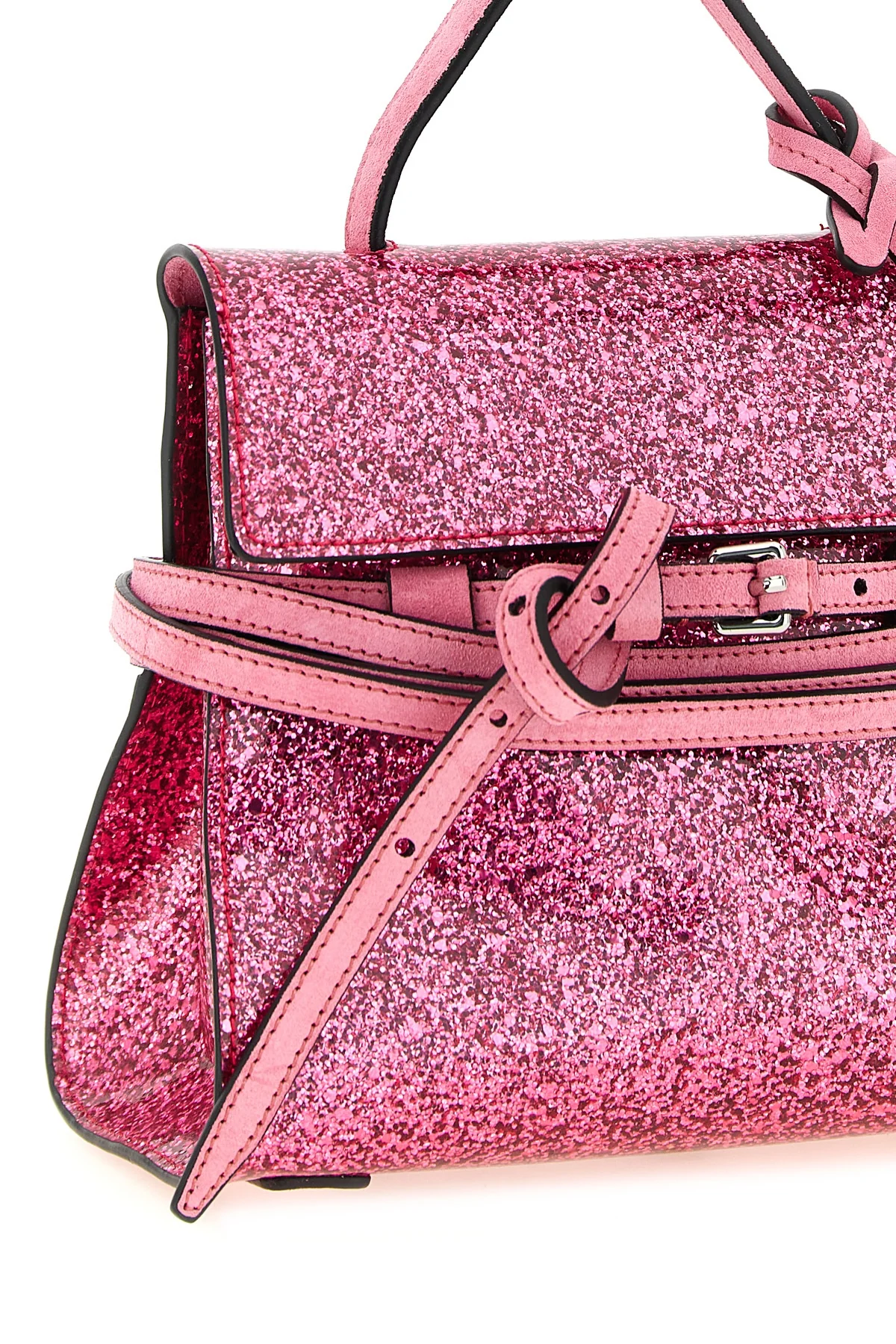 the moschino tie me small handbag features a structured trapezoidal silhouette
