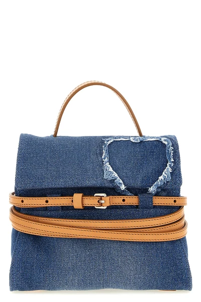 tie me denim and leather handbag