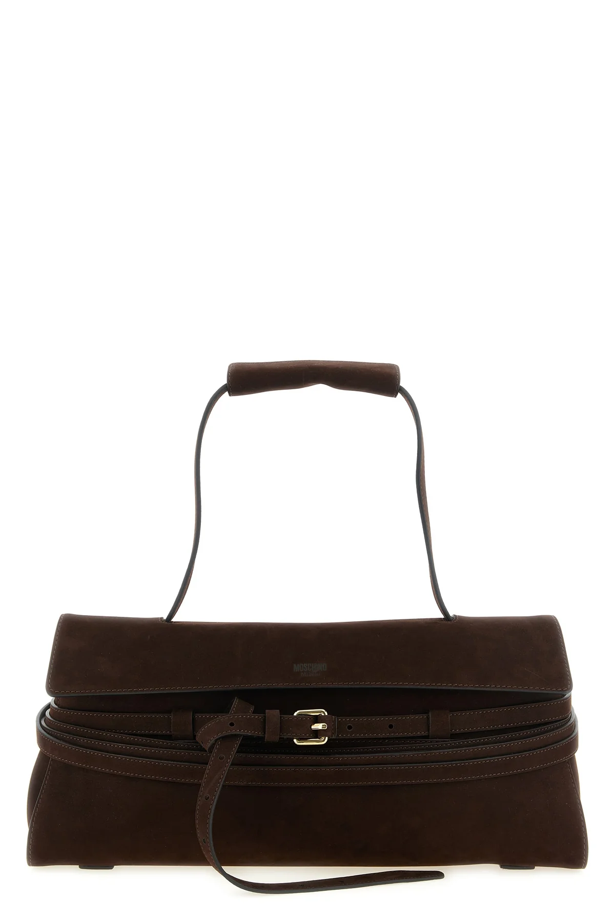 MOSCHINO OS the moschino tie me shoulder bag in fine nubuck leather redefines the codes of