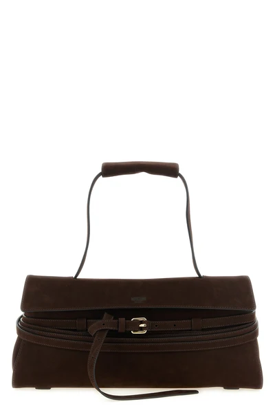 the moschino tie me shoulder bag in fine nubuck leather redefines the codes of