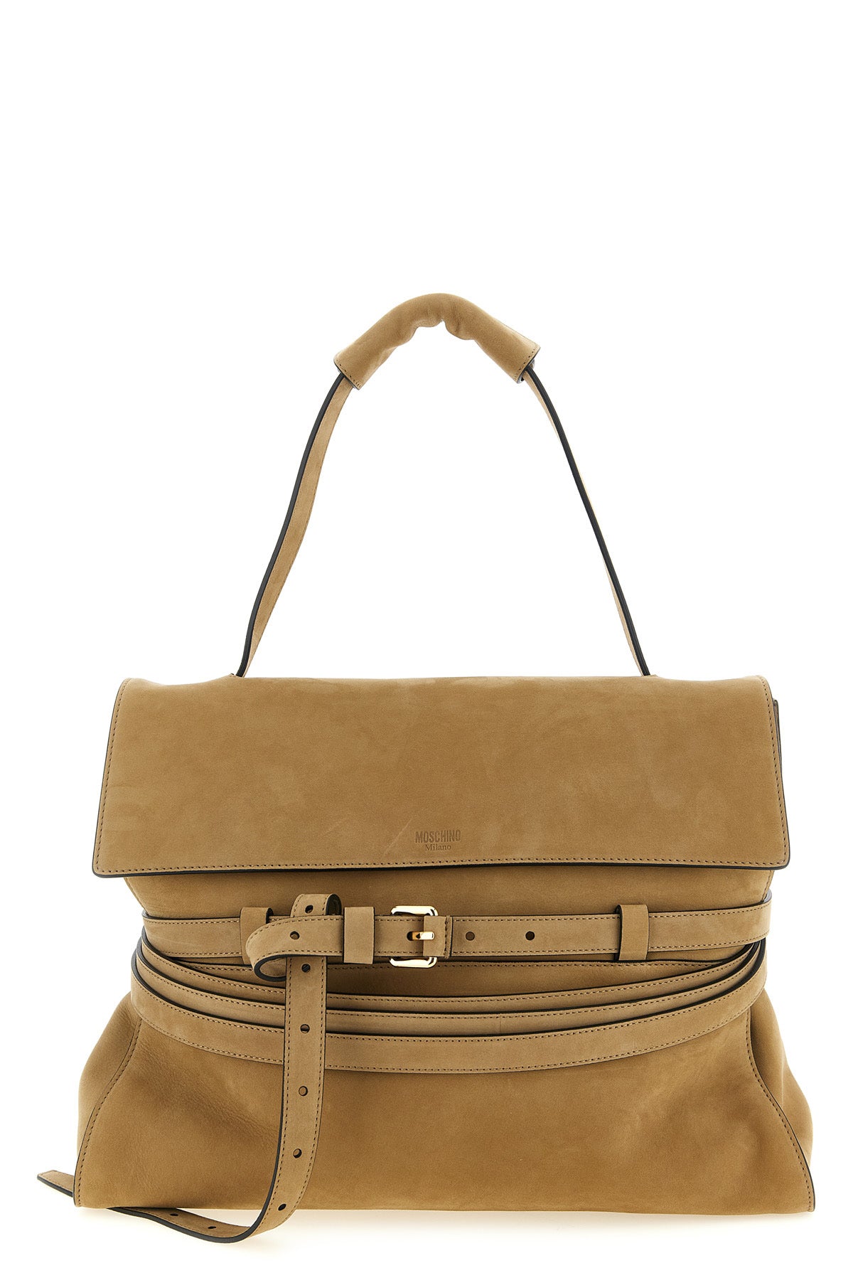 MOSCHINO OS tie me suede shoulder bag