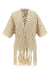 opera dazzling macramé silk and linen cardigan woven