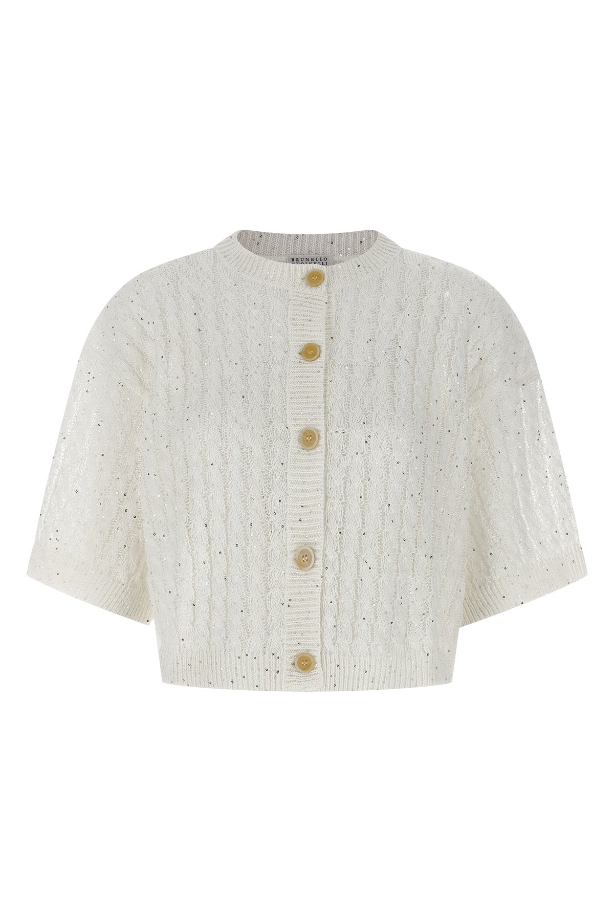 BRUNELLO CUCINELLI XL dazzling cable openwork ribbed linen cardigan