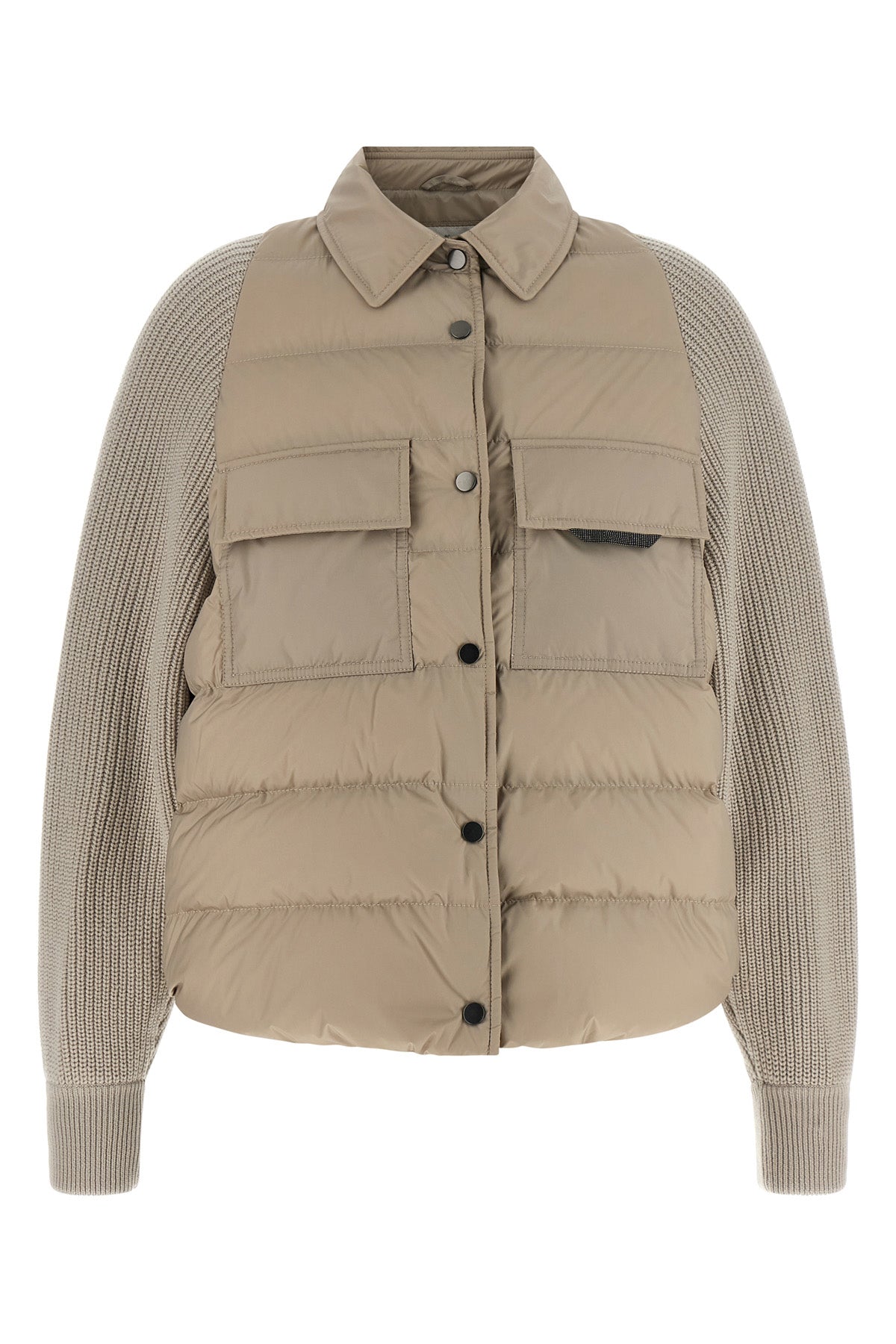 quilted and padded water-repellent matte nylon down jacket