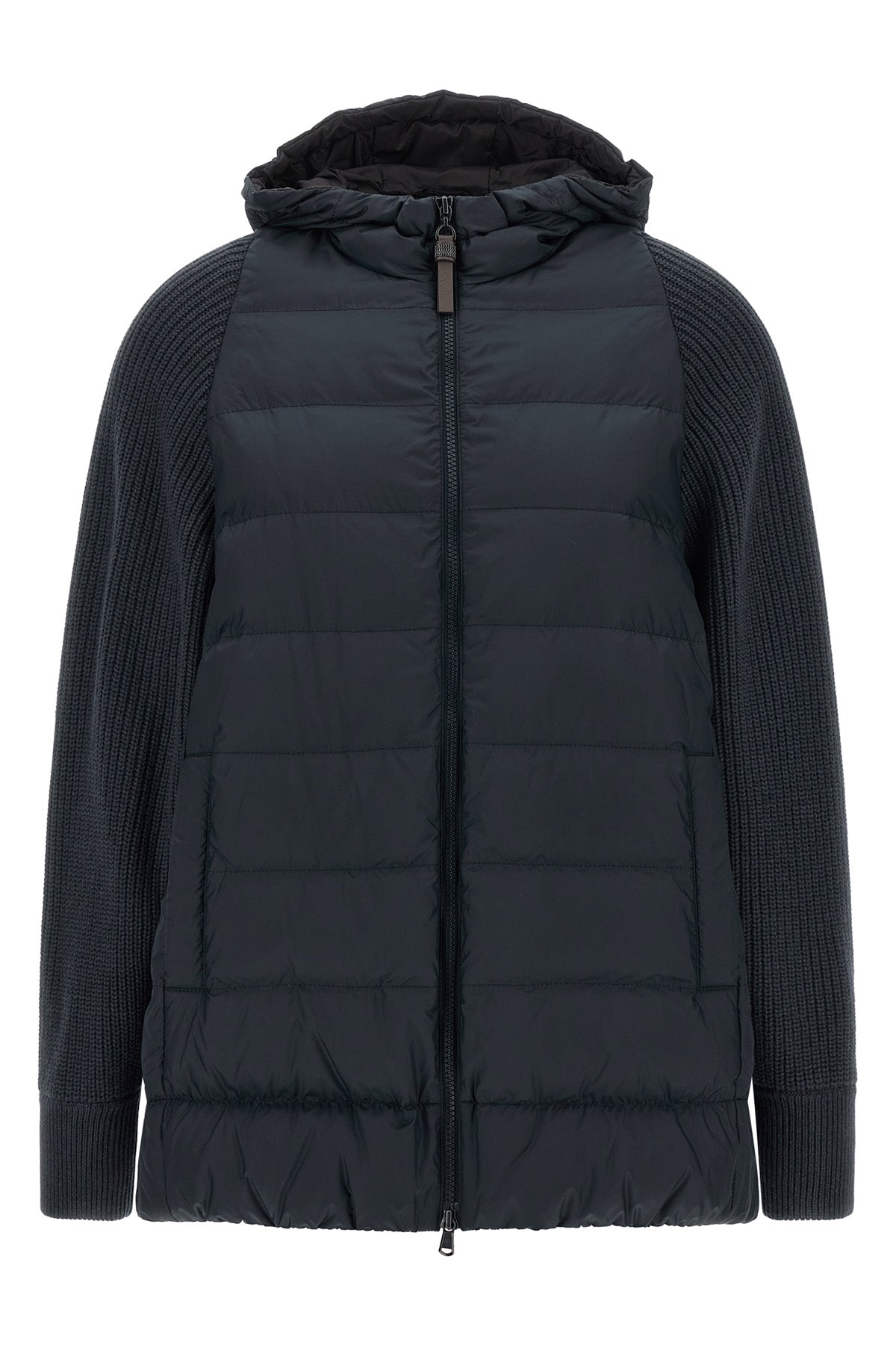 quilted and padded water-repellent matte nylon down jacket